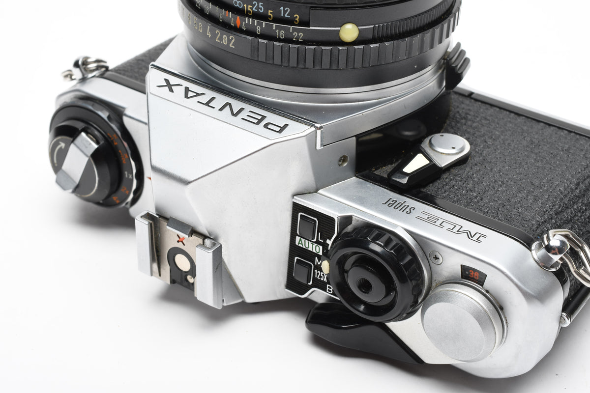 Pentax ME Super 35mm SLR w/50mm f2, Strap, Good seals, Tested, Clean