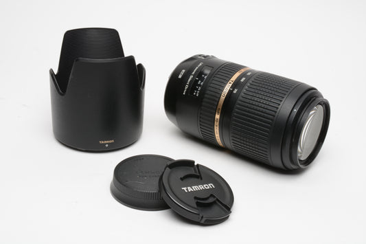 Tamron SP 70-300mm f4-5.6 Di VC A005 for Canon EF, Very nice! Hood+Caps