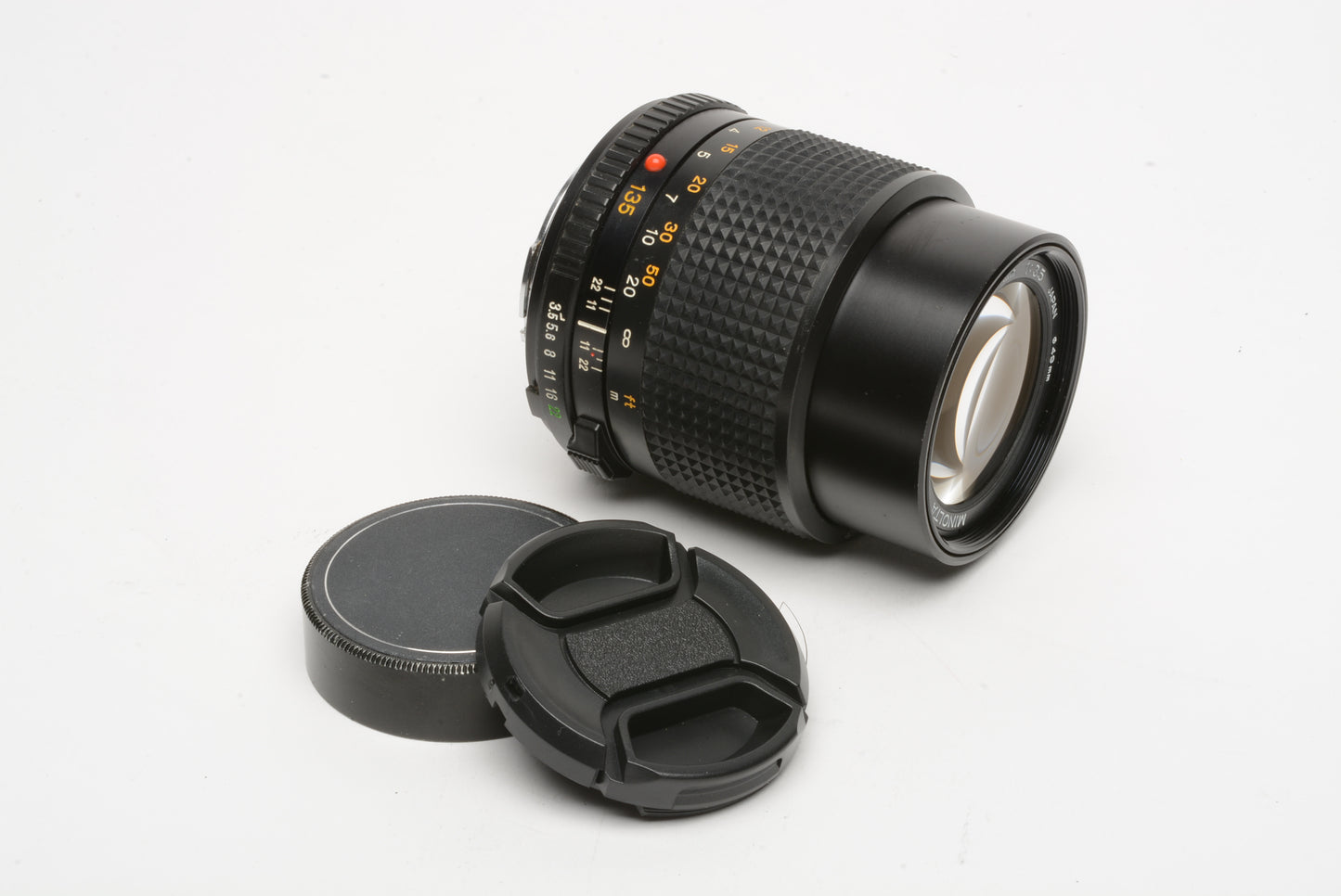 Minolta 135mm f3.5 MD mount prime lens, caps, clean and sharp