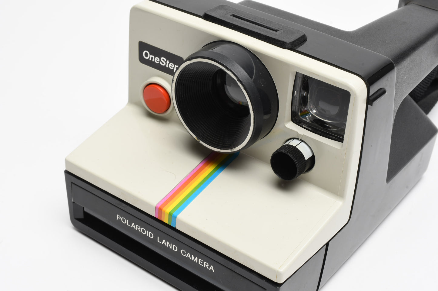 Polaroid One Step Land Instant camera w/rainbow stripe, Electronic Flash, Case
