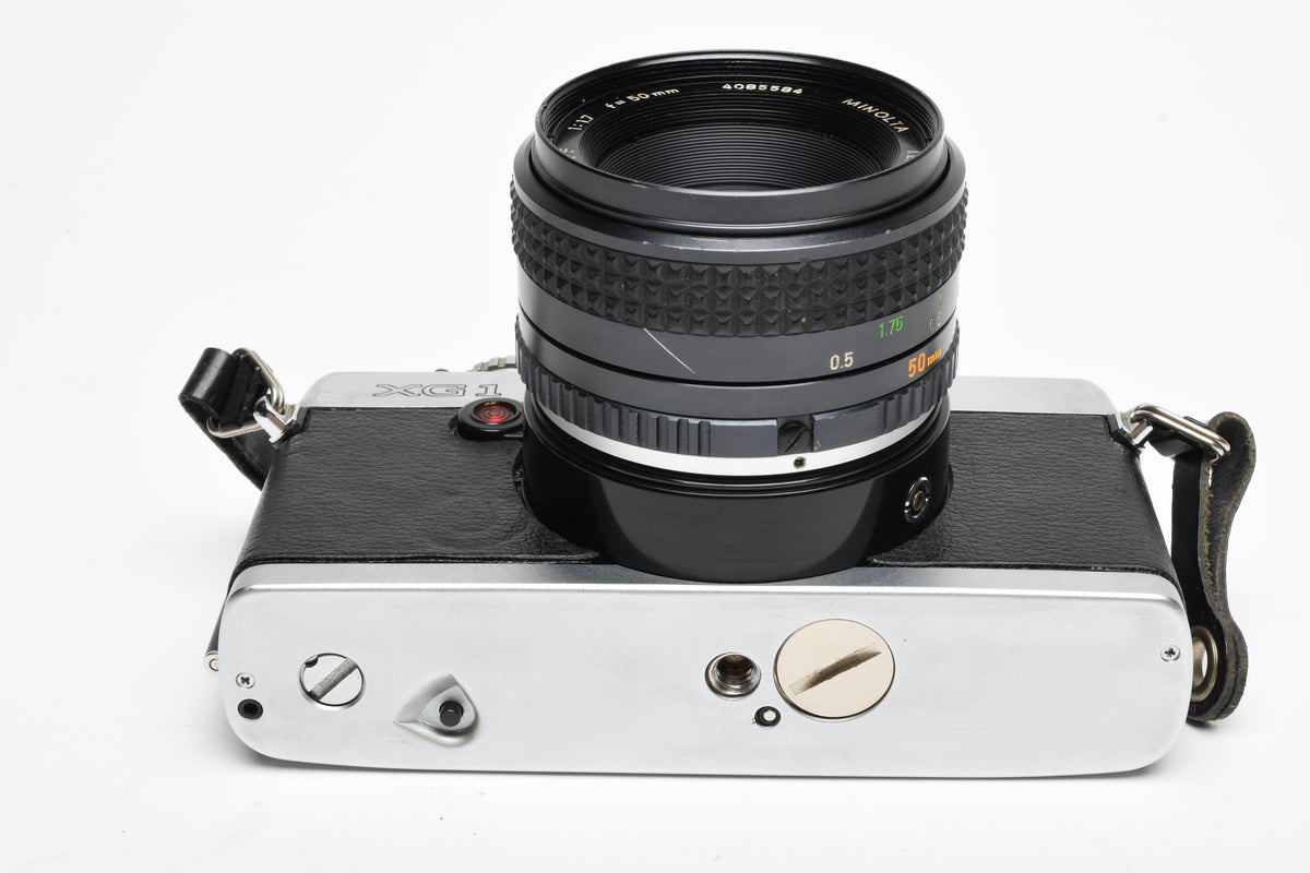 Minolta XG-1 35mm SLR w/ MD 50mm f1.7 Lens, Strap, New Seals, Good!