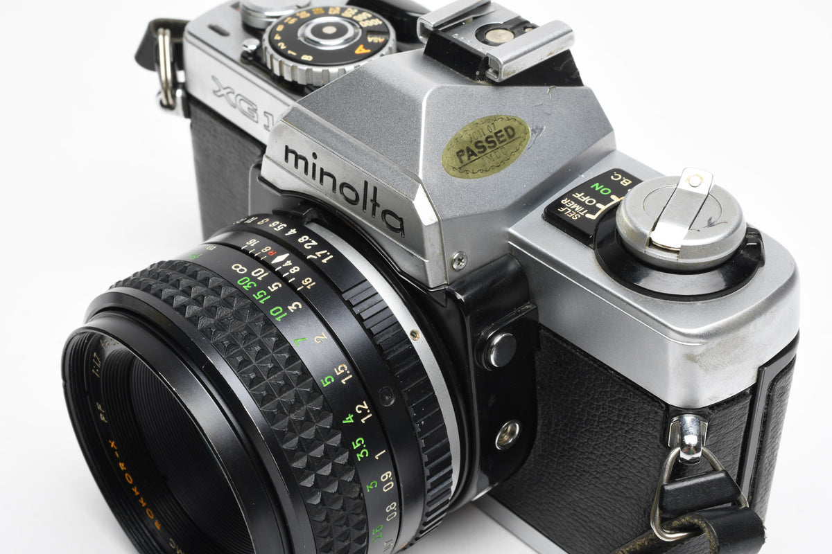 Minolta XG-1 35mm SLR w/ MD 50mm f1.7 Lens, Strap, New Seals, Good!