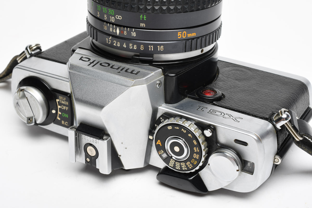 Minolta XG-1 35mm SLR w/ MD 50mm f1.7 Lens, Strap, New Seals, Good!