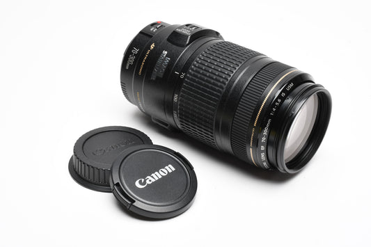 Canon EF 70-300mm f4-5.6 IS USM zoom lens, caps, Clean