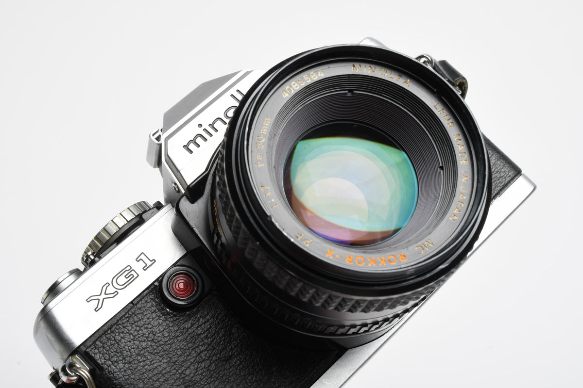 Minolta XG-1 35mm SLR w/ MD 50mm f1.7 Lens, Strap, New Seals, Good!