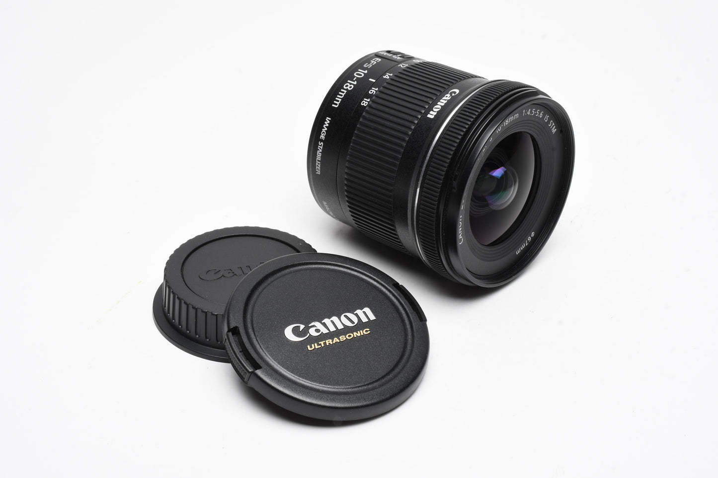 Canon EFS 10-18mm f4.5-5.6 IS STM Zoom Lens, w/Caps, Mint-