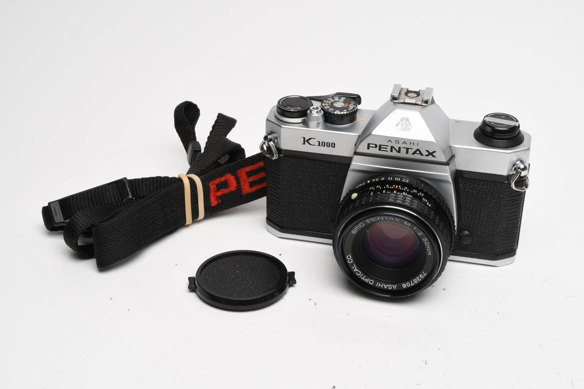 Pentax K1000 35mm SLR w/Pentax-M 50mm f2 lens, New seals