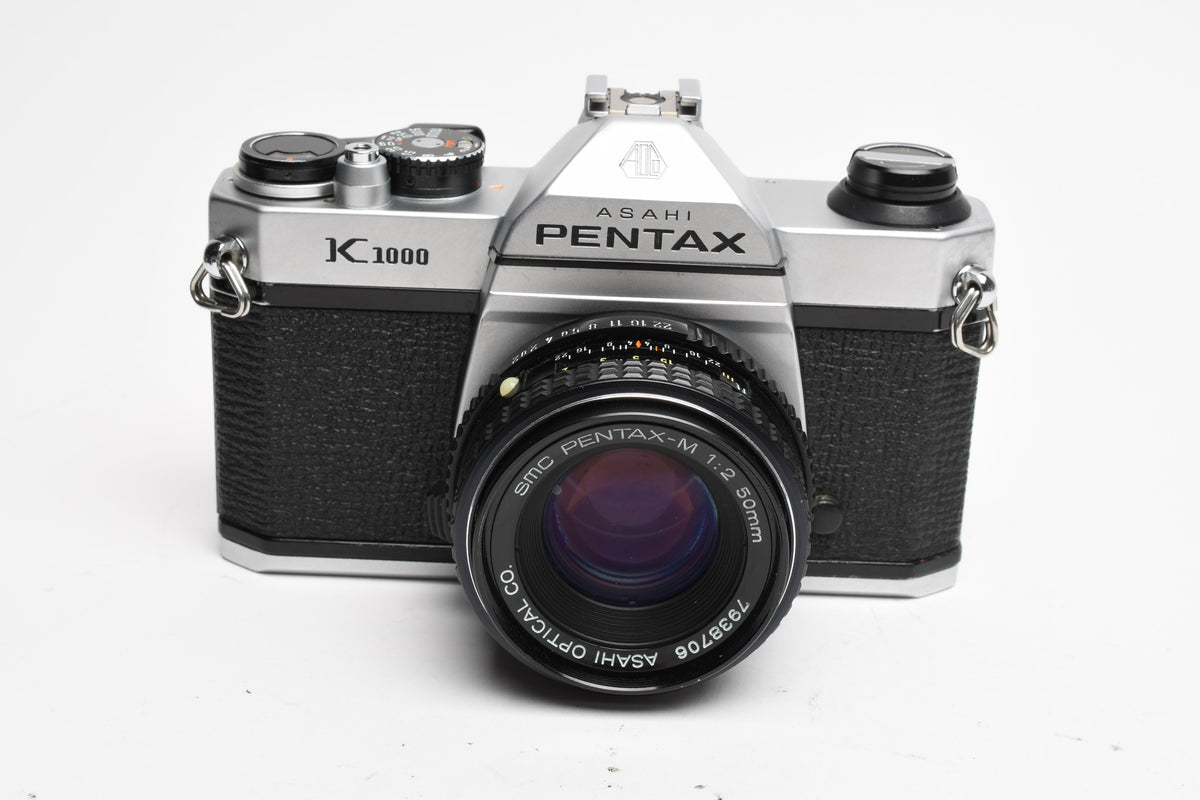 Pentax K1000 35mm SLR w/Pentax-M 50mm f2 lens, New seals