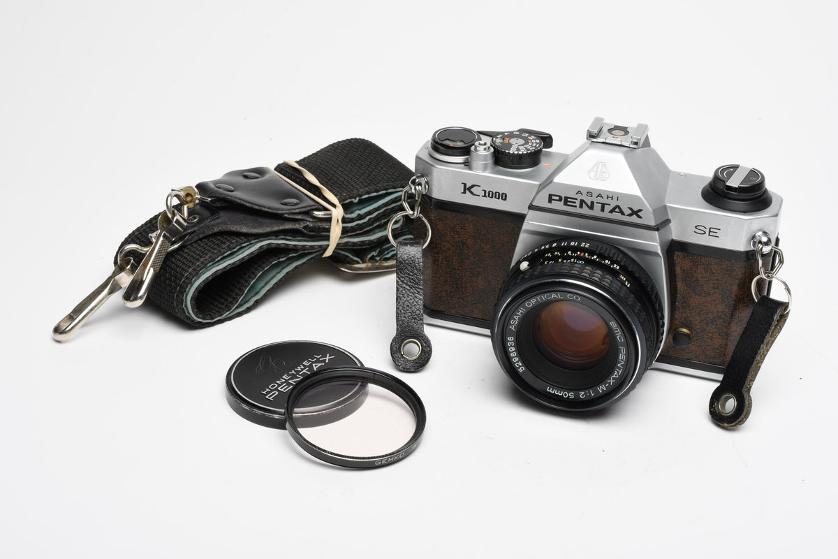 Pentax K1000 SE 35mm SLR w/50mm f2 lens, New seals, strap, Great!