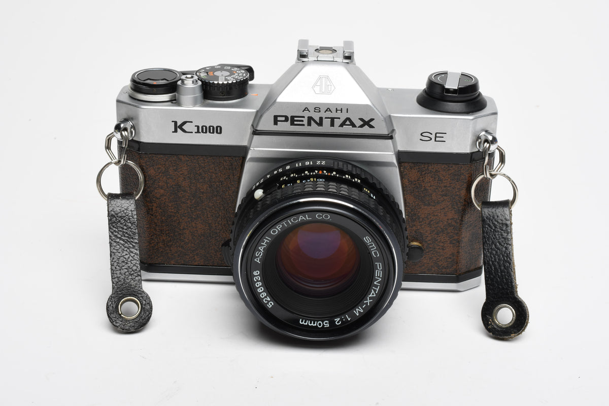 Pentax K1000 SE 35mm SLR w/50mm f2 lens, New seals, strap, Great!