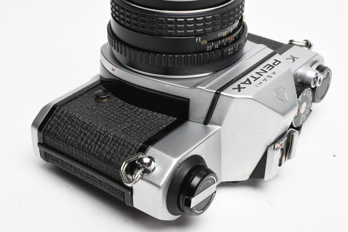 Pentax K1000 35mm SLR w/Pentax-M 50mm f2 lens, New seals
