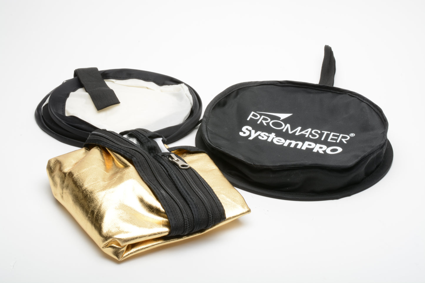 Promaster System Pro 22" light discs, Gold, Silver, and diffusion