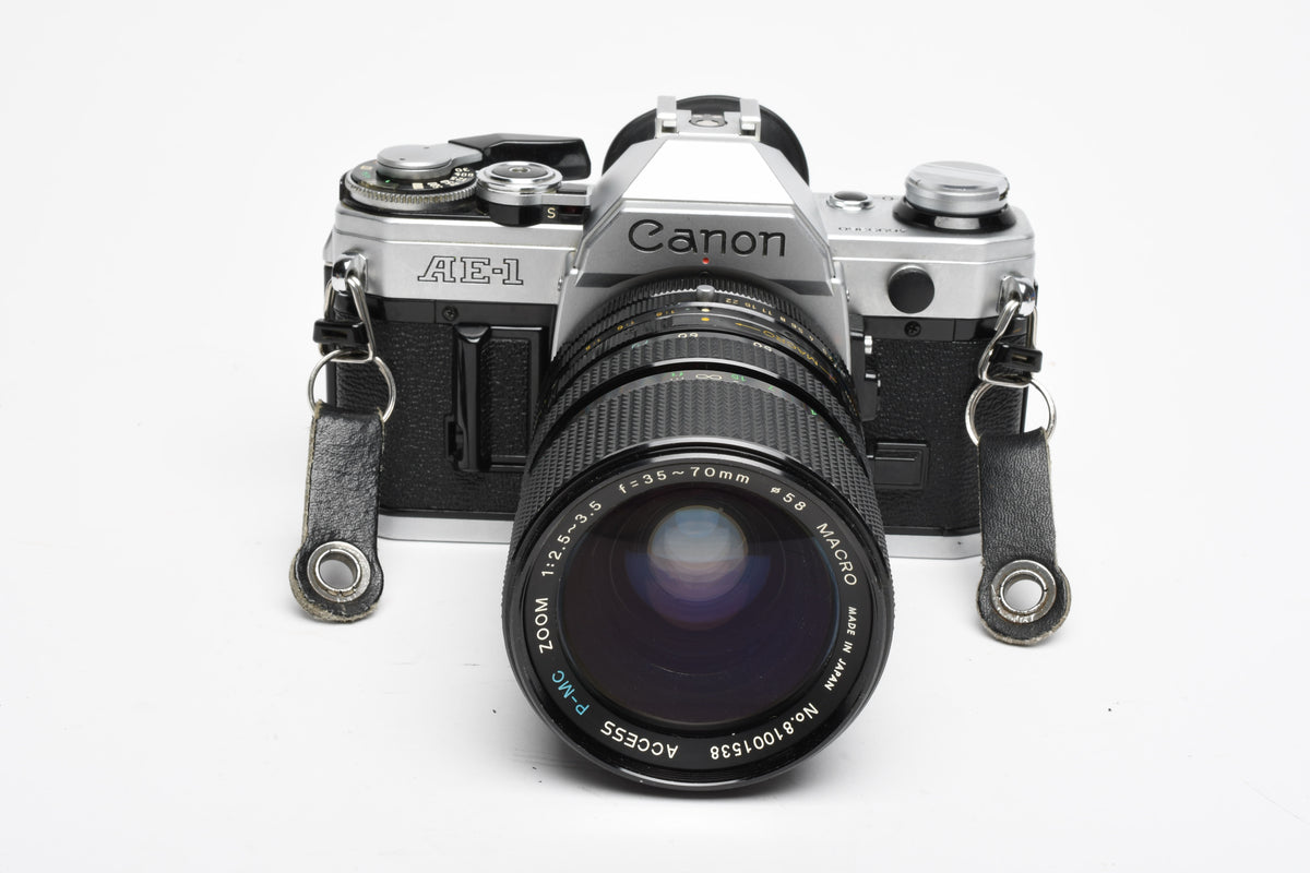 Canon AE-1 35mm SLR Camera w/35-70mm Zoom, New Seals, Case, Great