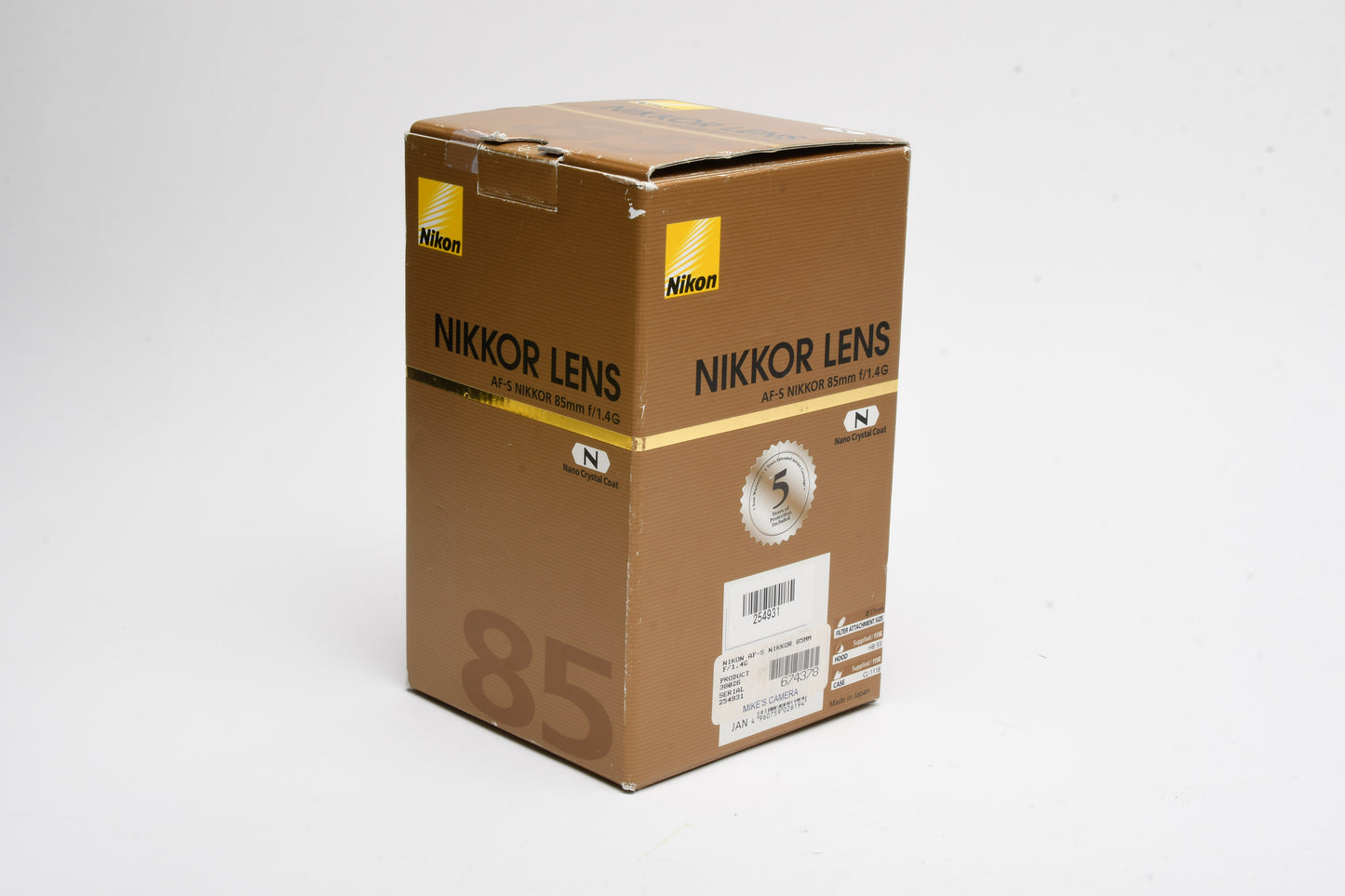 Nikon Nikkor 85mm f1.4G lens w/Caps, Box, Very sharp!