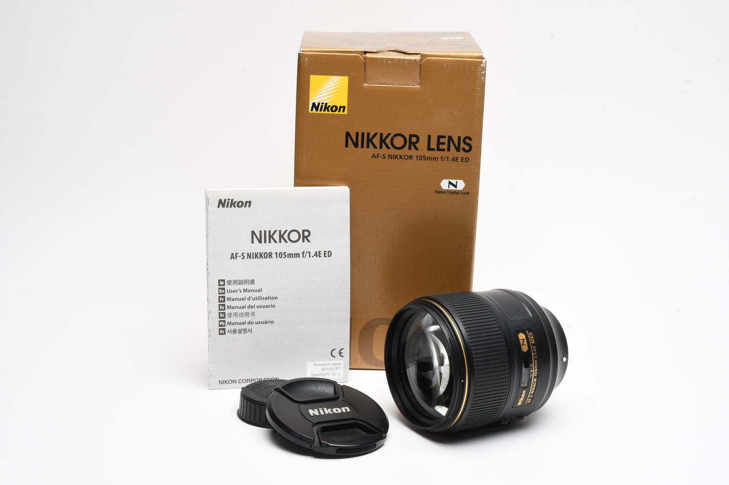 Nikon Nikkor 105mm f1.4E ED w/Caps, Box, Very sharp!