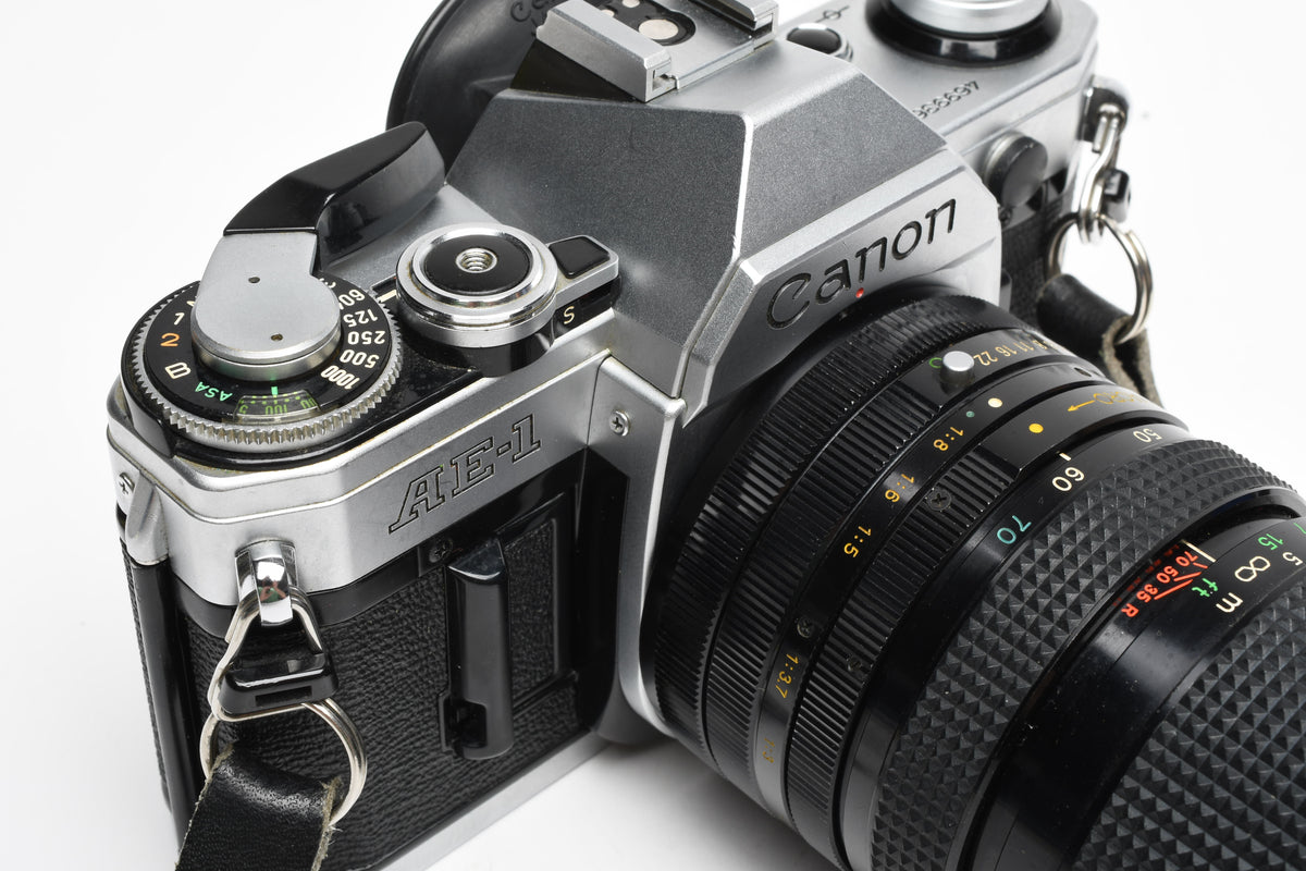 Canon AE-1 35mm SLR Camera w/35-70mm Zoom, New Seals, Case, Great