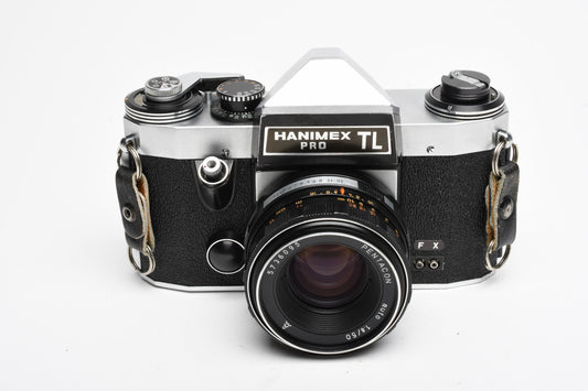 Hanimex Pro TL 35mm SLR w/Pentacon 50mm f1.8 lens, New seals, strap, Great!