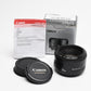 Canon EF 50mm f1.8 II prime lens, caps, Box, Mint
