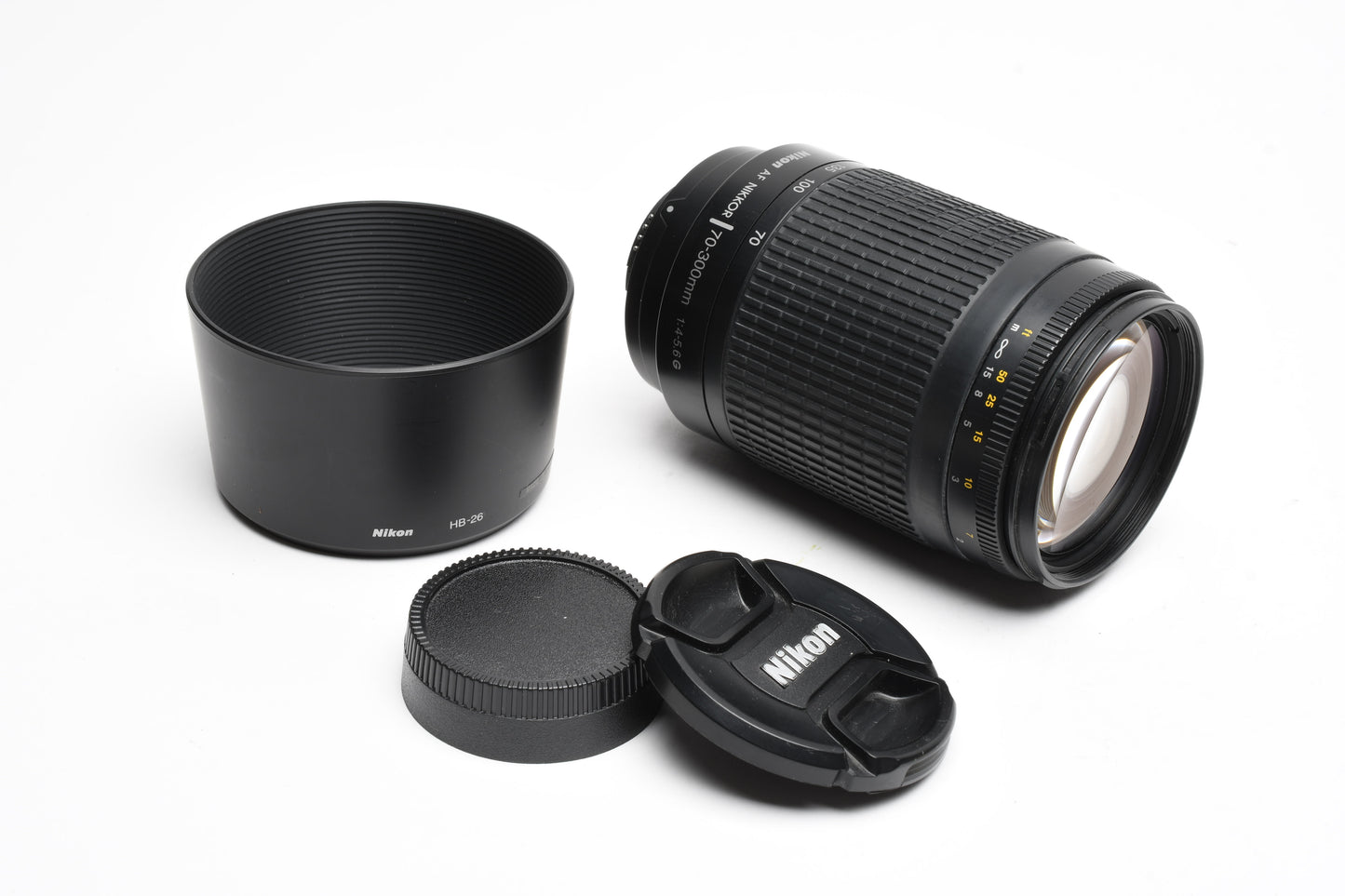 Nikon AF Zoom Nikkor 70-300mm f4-5.6G zoom, Hood+Caps, Great