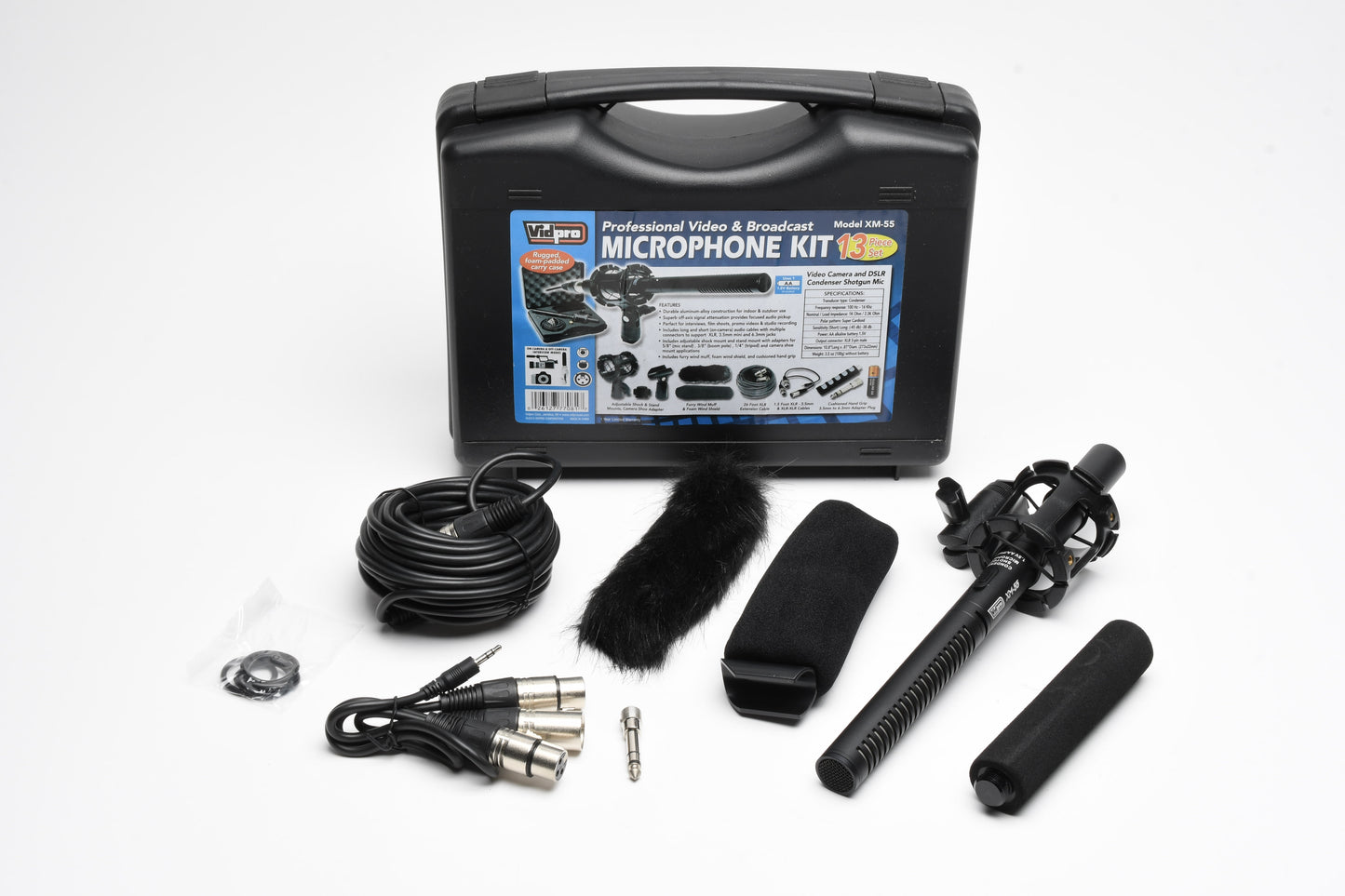 Vidpro XM-55 Condenser Shotgun Microphone kit in case
