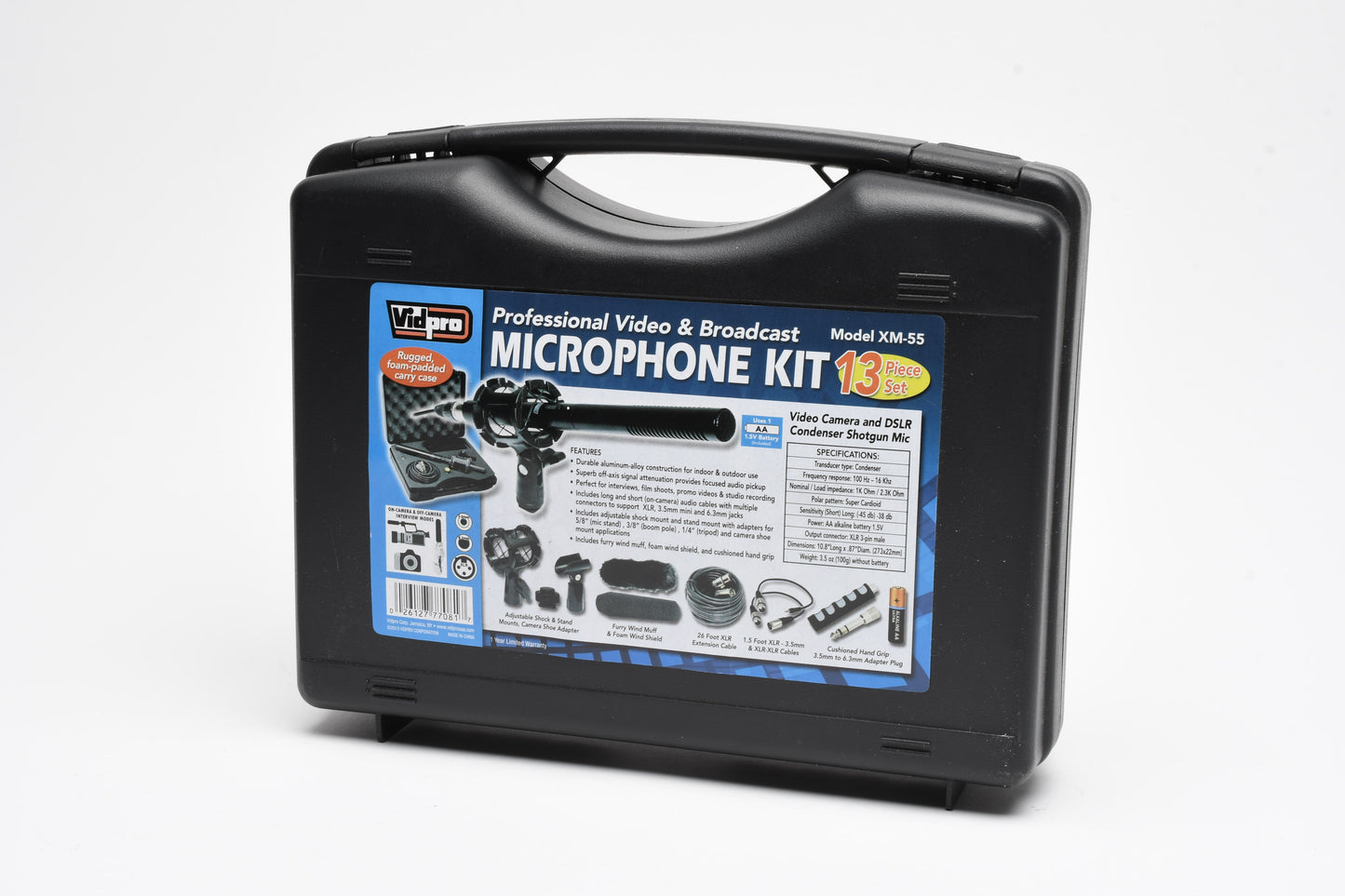 Vidpro XM-55 Condenser Shotgun Microphone kit in case