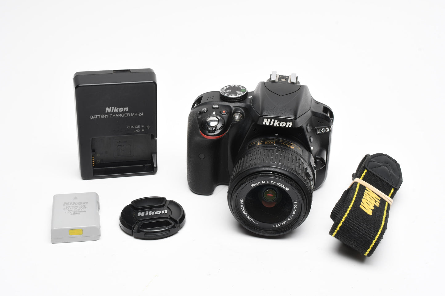 Nikon D3300 DSLR w/18-55mm zoom Batt, charger, strap, Only 15,380 Acts