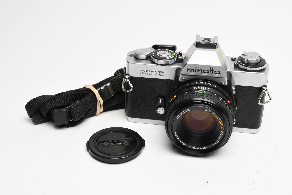 Minolta XD5 35mm SLR w/50mm f1.7 MD lens, New Seals, Strap