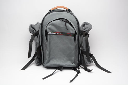 Tamrac Backpack (1980/1990s style) Gray, Side pockets, Great! ~17x12x7"