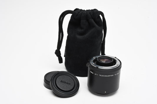 Nikon AF-I TC-20E 2X Teleconverter, Caps+Pouch, Mint