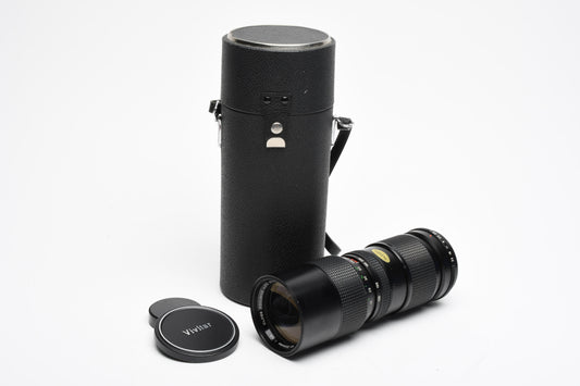 Vivitar 85-205mm f3.8 Telephoto zoom lens w/M42 mount, caps, case, Clean!
