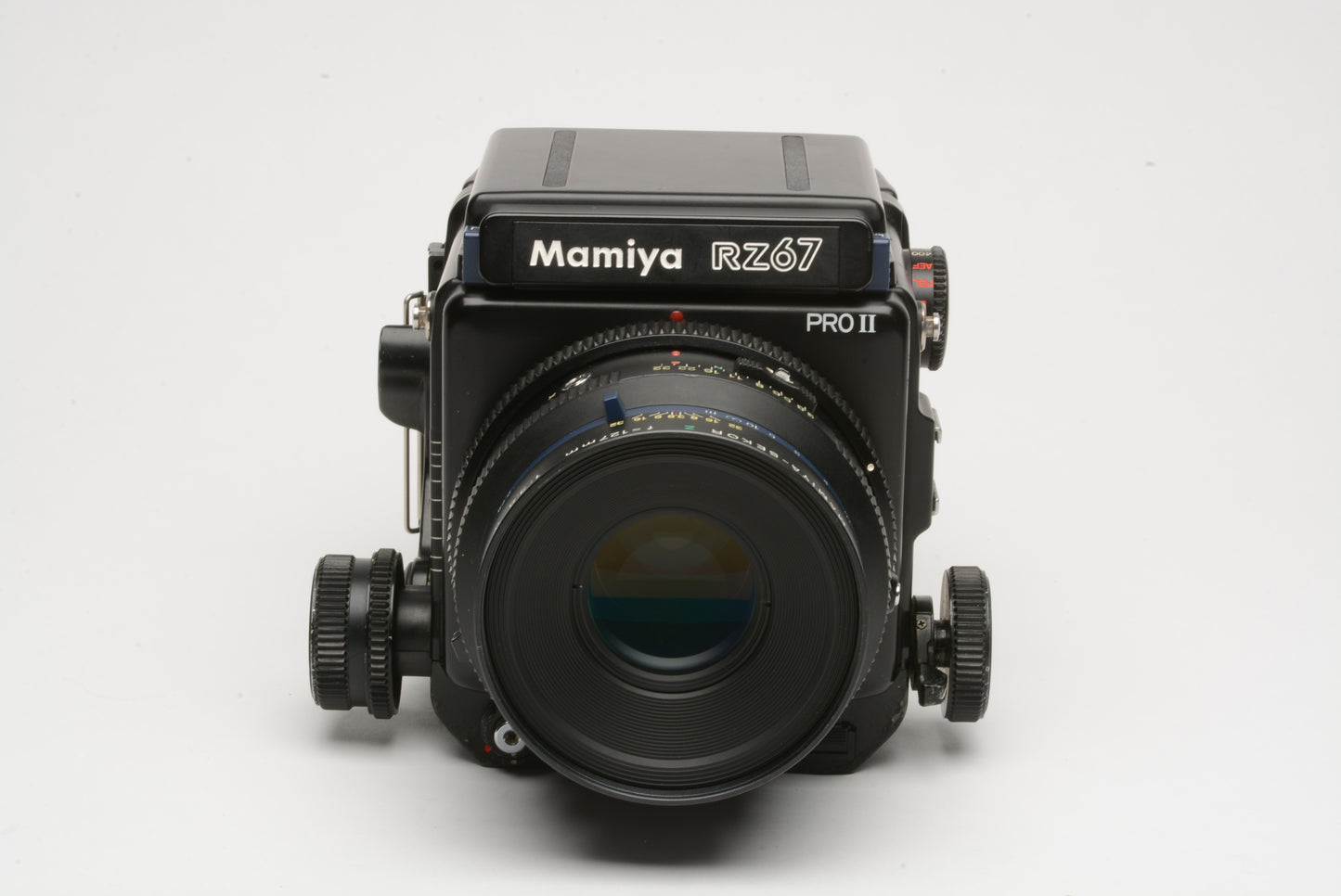 Mamiya RZ67 Pro II Body, 127mm f3.8 lens, 120 back, WLF, new seals, strap, tested, nice!