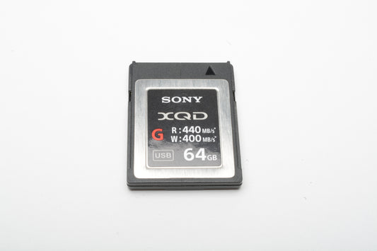 Sony 64GB XQD G memory card in jewel case, lightly used