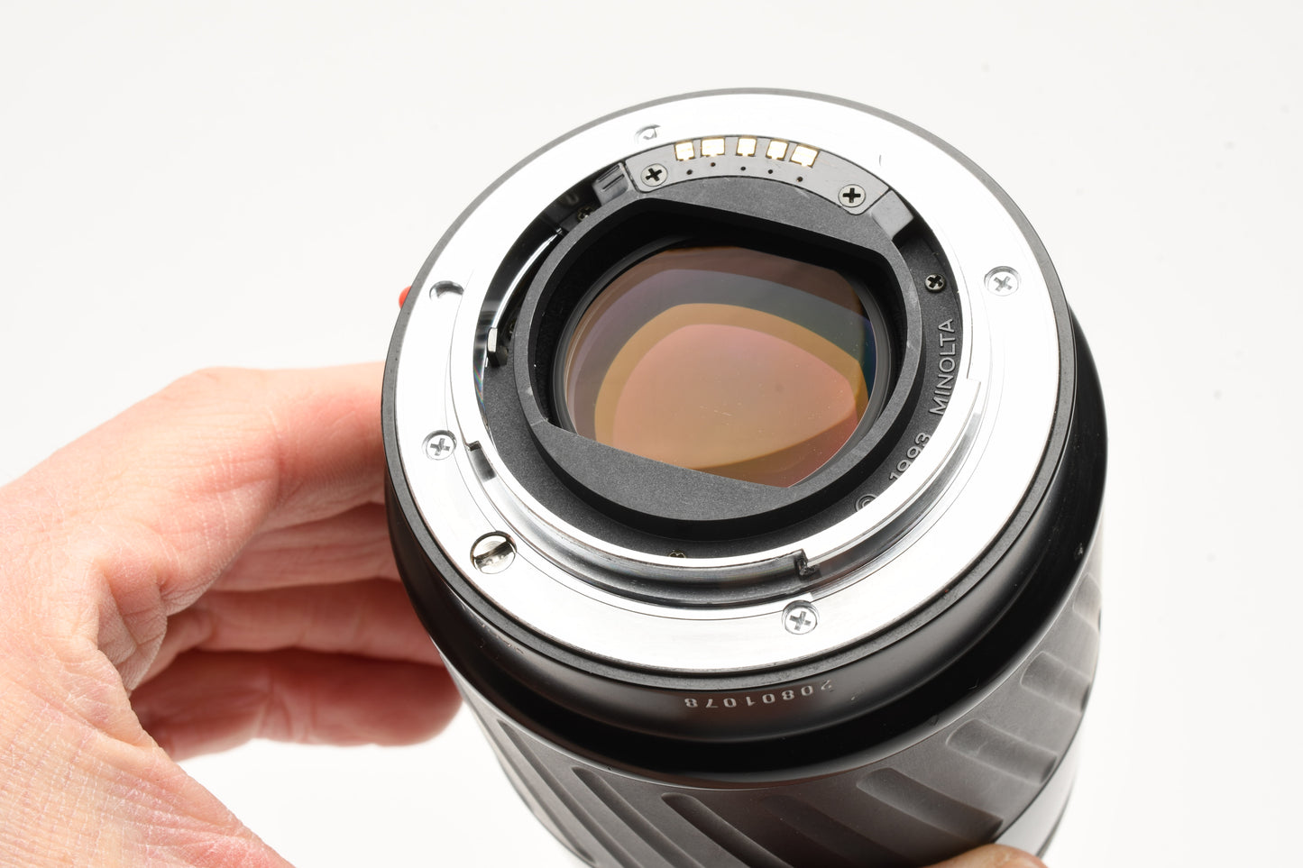 Minolta Maxxum AF 100mm f2.8 Macro lens, Hood+Caps, Mint-