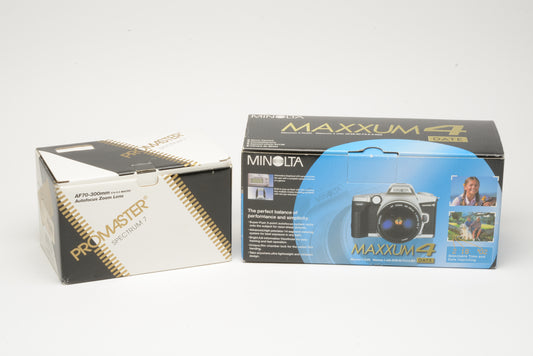 Minolta Maxxum 4 w/AF 28-80mm & 70-300mm zoom lenses, NIB, Never Used!!