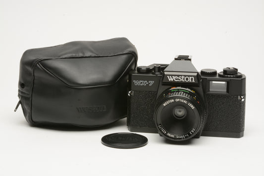 Weston WX-7 35mm rangefinder camera w/50mm f6.3 lens, case+cap