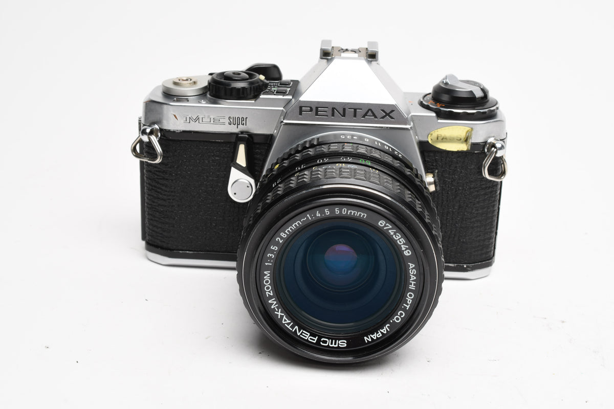 Pentax ME Super 35mm SLR w/28-50mm F3.5-4.5 Lens, Strap, Manual, New seals, Tested