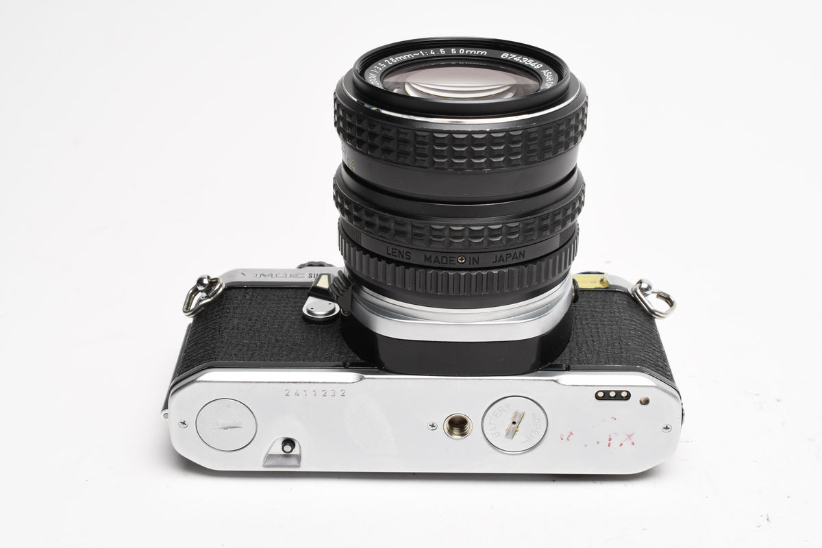 Pentax ME Super 35mm SLR w/28-50mm F3.5-4.5 Lens, Strap, Manual, New seals, Tested