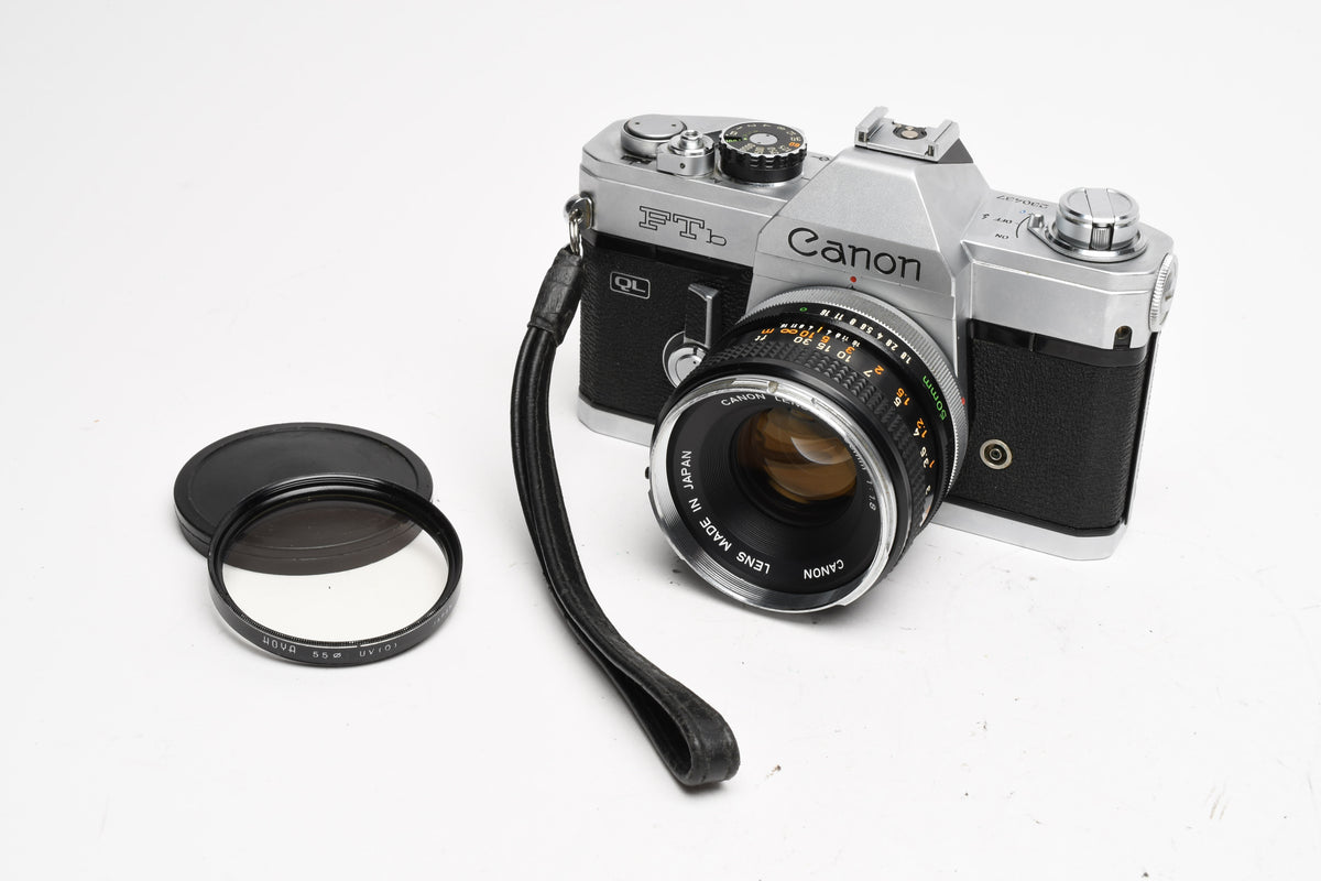 Canon FTb QL 35mm SLR w/ Canon FD 50mm f1.8 Lens, New Seals, Read*