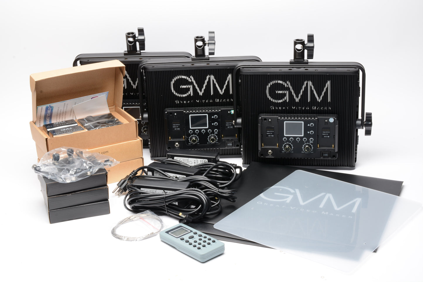 GVM 672S-B Bi-Color LED Light Panel 3-Light Kit + 3X Dual Battery/charger packs, Nice!!