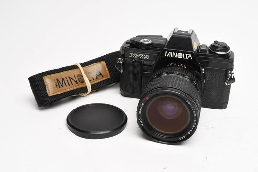 Minolta X-7A 35mm SLR w/28-70mm F3.5-4.5 Zoom lens, New Seals, Strap