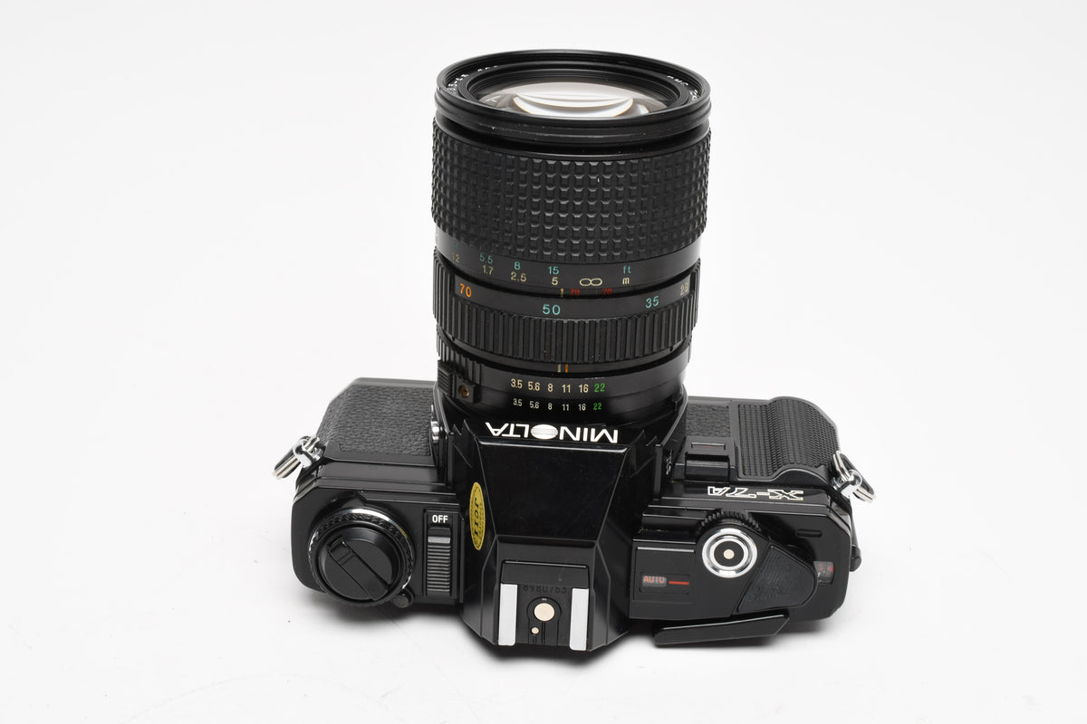 Minolta X-7A 35mm SLR w/28-70mm F3.5-4.5 Zoom lens, New Seals, Strap