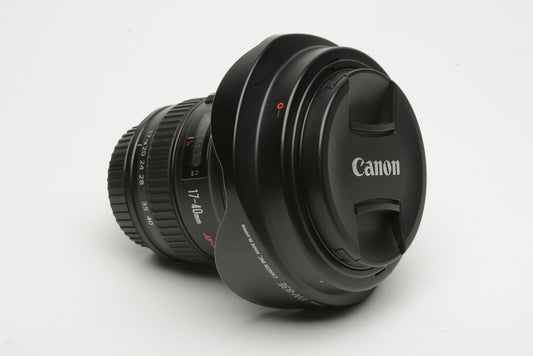 Canon EF 17-40mm f4 L USM zoom lens w/Hood, Caps