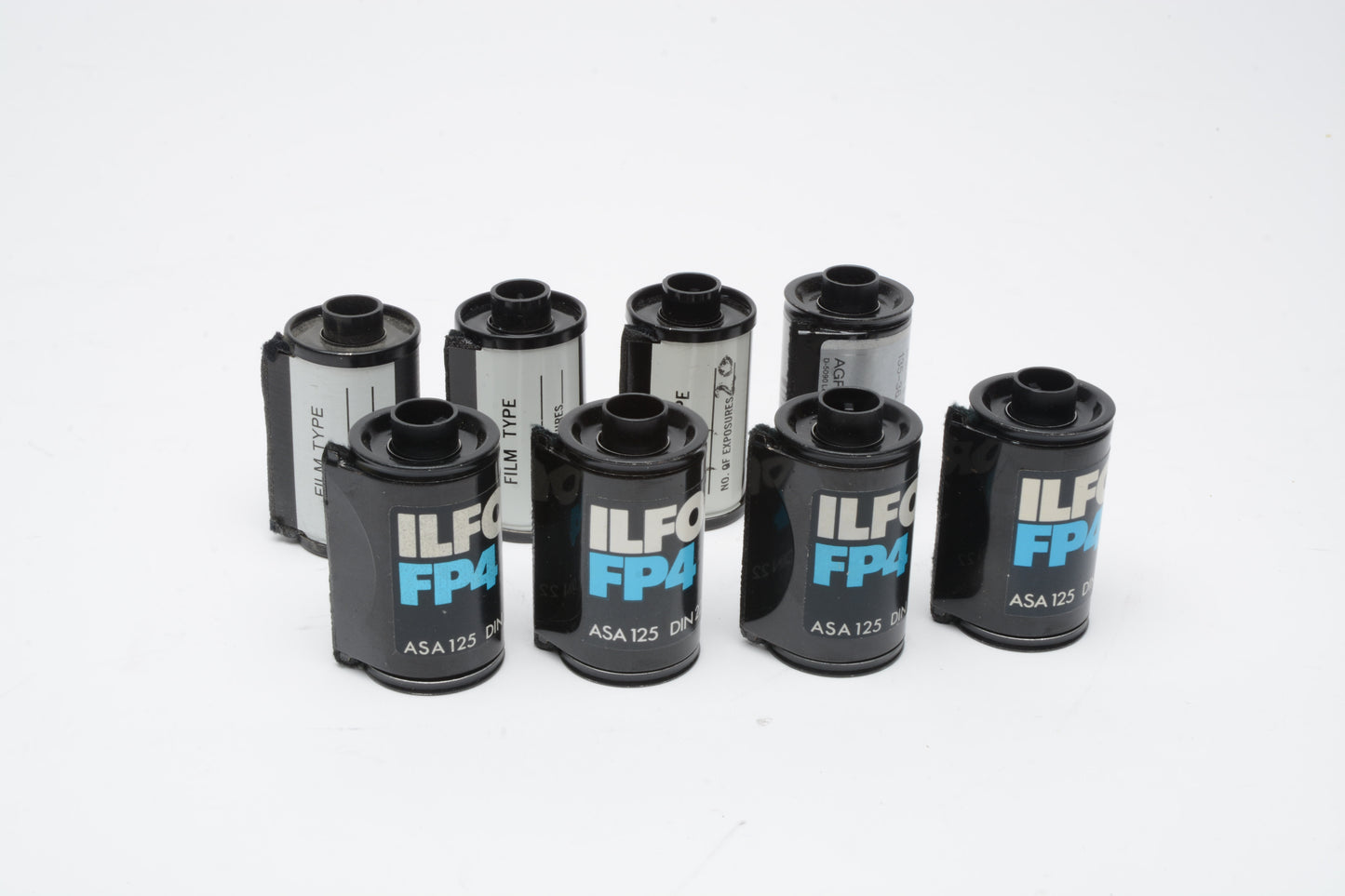 8X reloadable 35mm film canisters/cartridges/cassettes - clean assortment