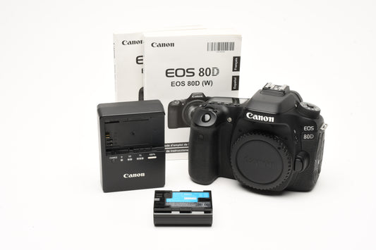 Canon EOS 80D DSLR Body, Batt+charger, Only 3678 Acts, Great!