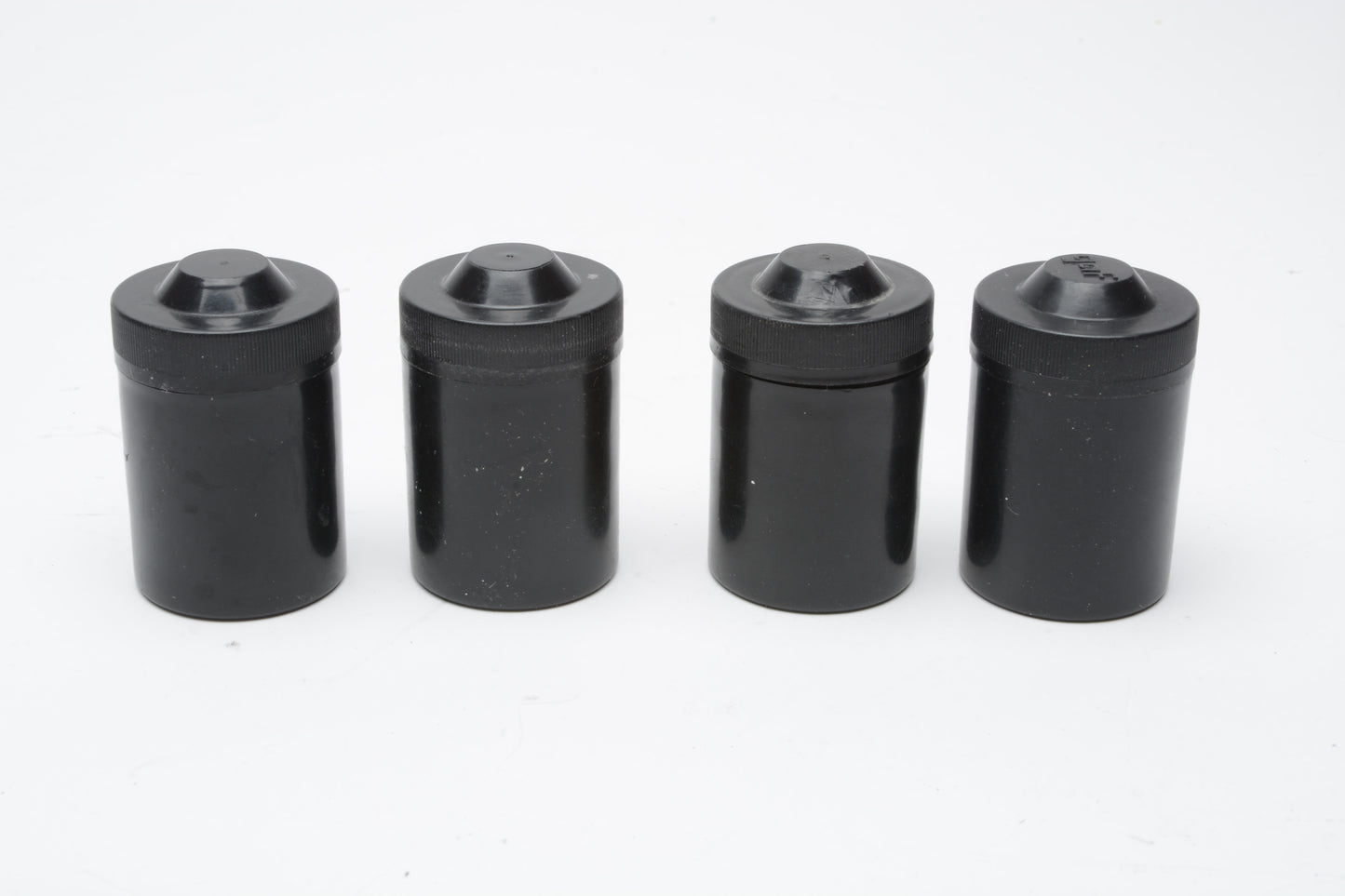 4x Gaf black plastic film canisters for 35mm film, clean