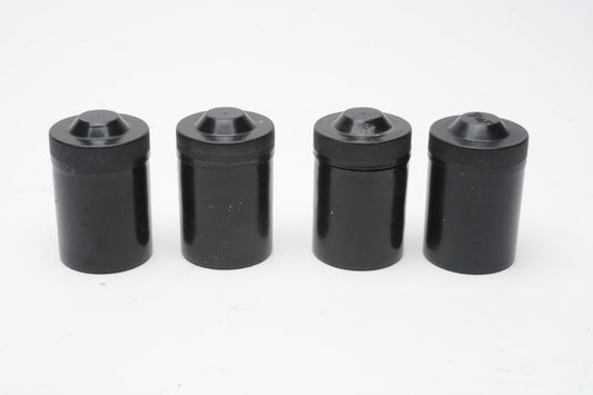 4x Gaf black plastic film canisters for 35mm film, clean