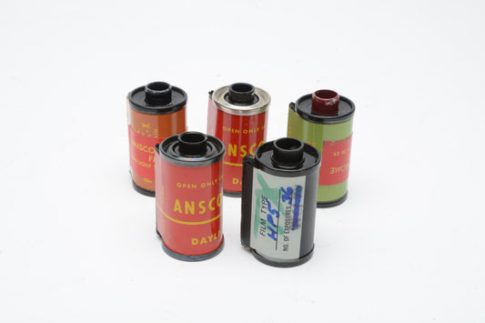 5X reloadable 35mm film canisters/cartridges/cassettes - clean assortment
