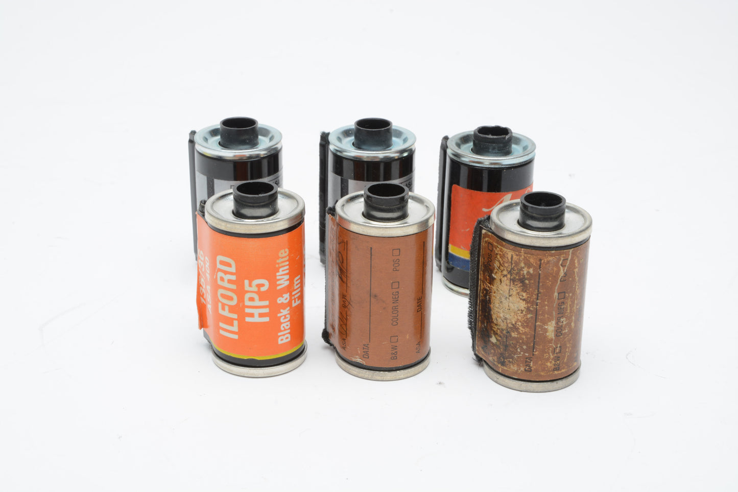 6X reloadable 35mm film canisters/cartridges/cassettes - clean assortment
