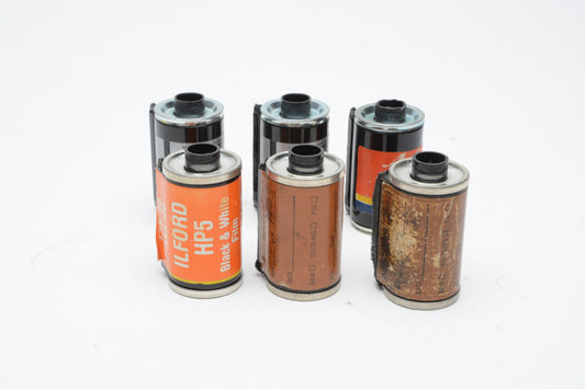 6X reloadable 35mm film canisters/cartridges/cassettes - clean assortment