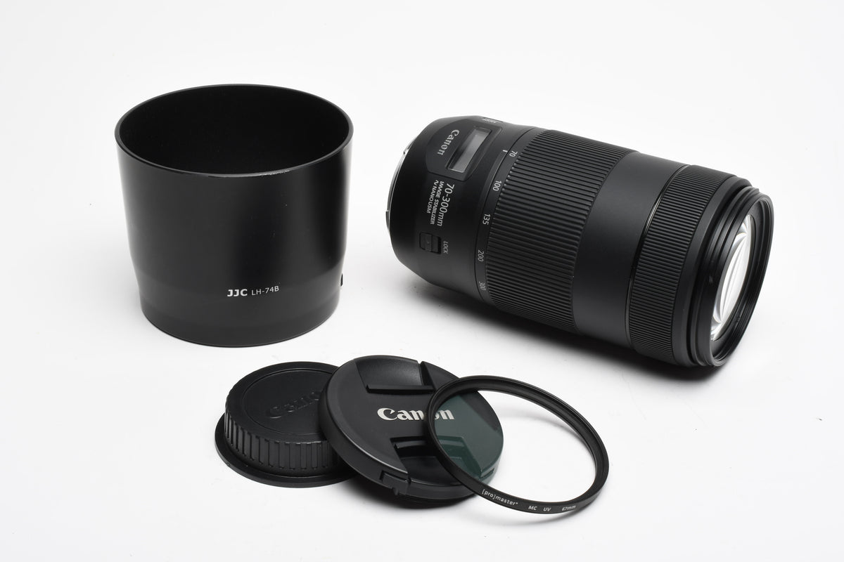 Canon EF 70-300mm f4-5.6 IS II Nano USM Lens, Hood+UV, Mint-